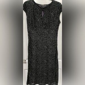 Black Velvet Burnout Midi Dress Damask Sheath Goth Academia Vamp Sexy Apt 9 PXL